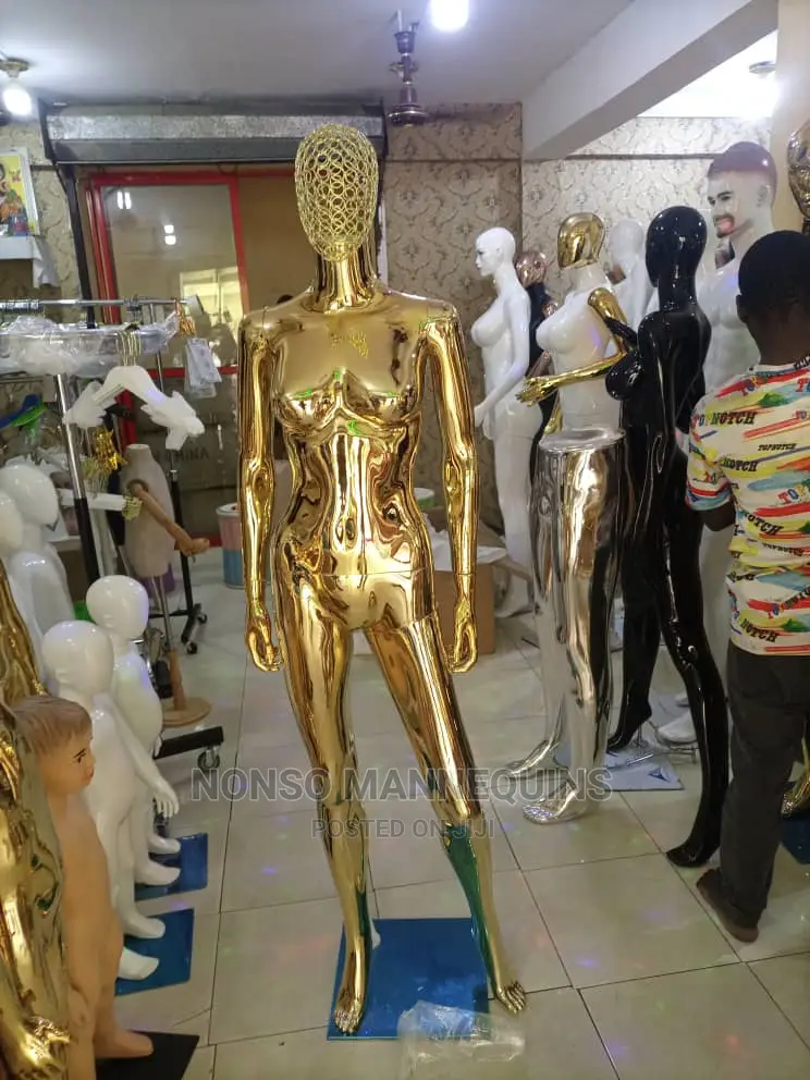 Size 8 Gold Chrome Female Mannequin With Basket Head
