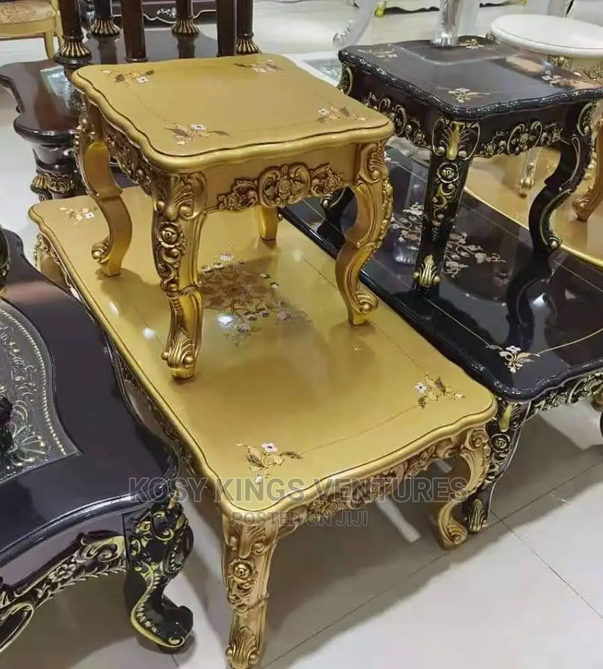 Royal Gold Centre Table With Two Side Stools