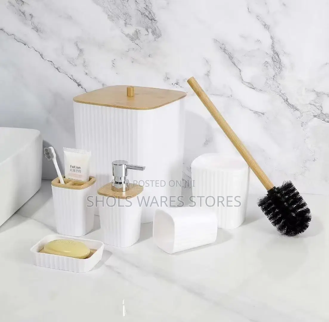 6pcs Bathroom Set With Bamboo Top