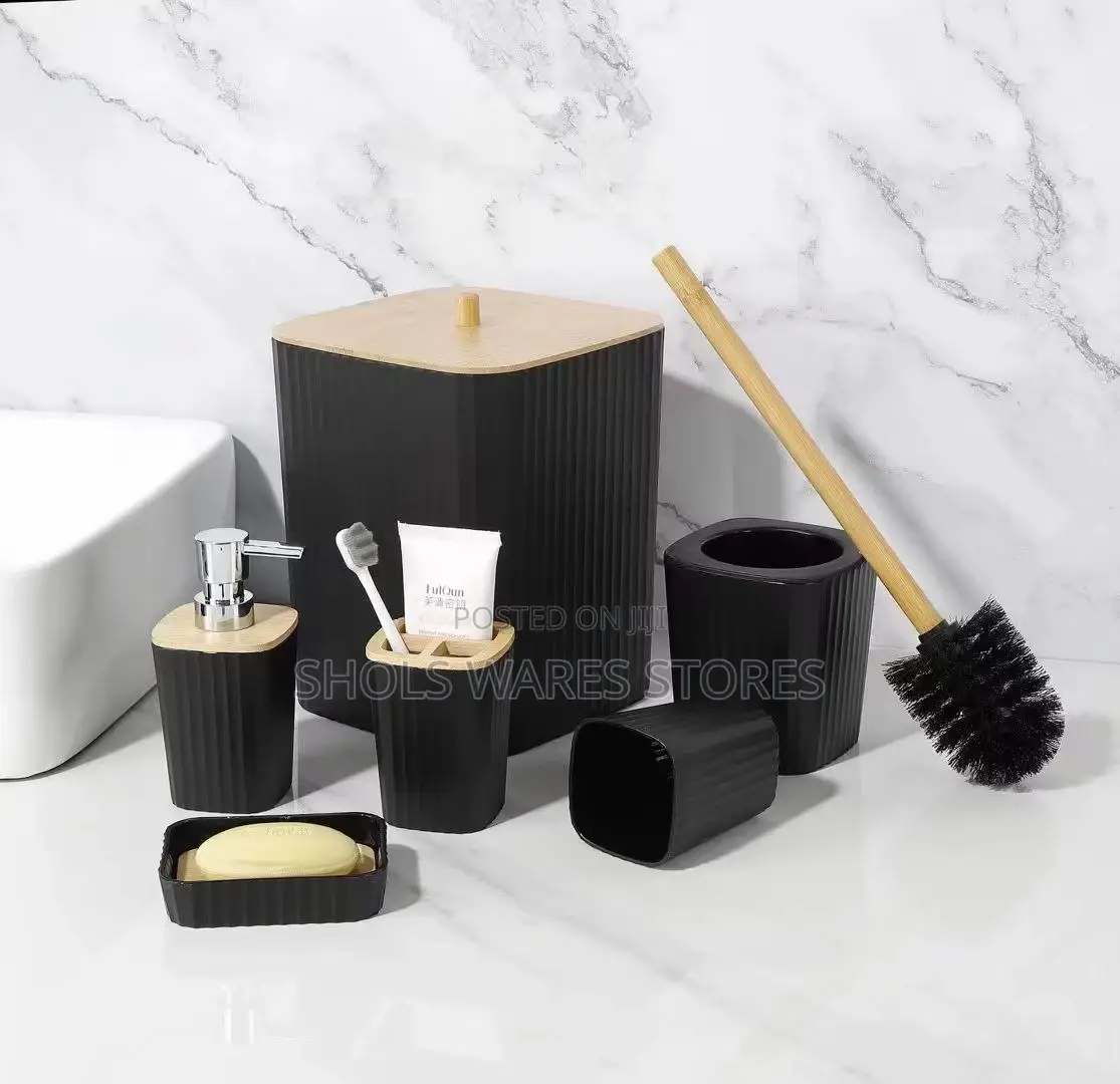 6pcs Bathroom Set With Bamboo Top