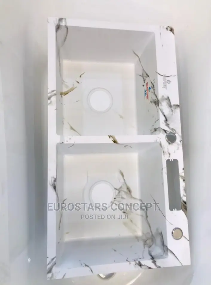 Marble White Double Bowl Kitchen Sink