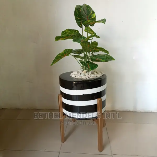 Artificial Mini Taro Plants Potted With Fiberglass Planters