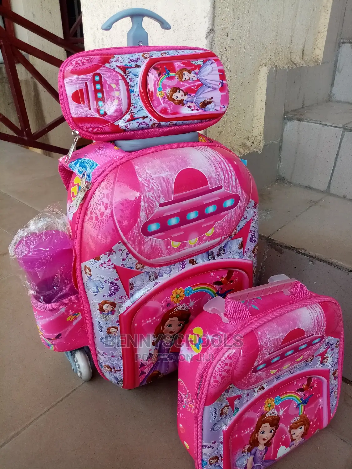 Set of 4 Pink Sophia Kids Children's Trolley School