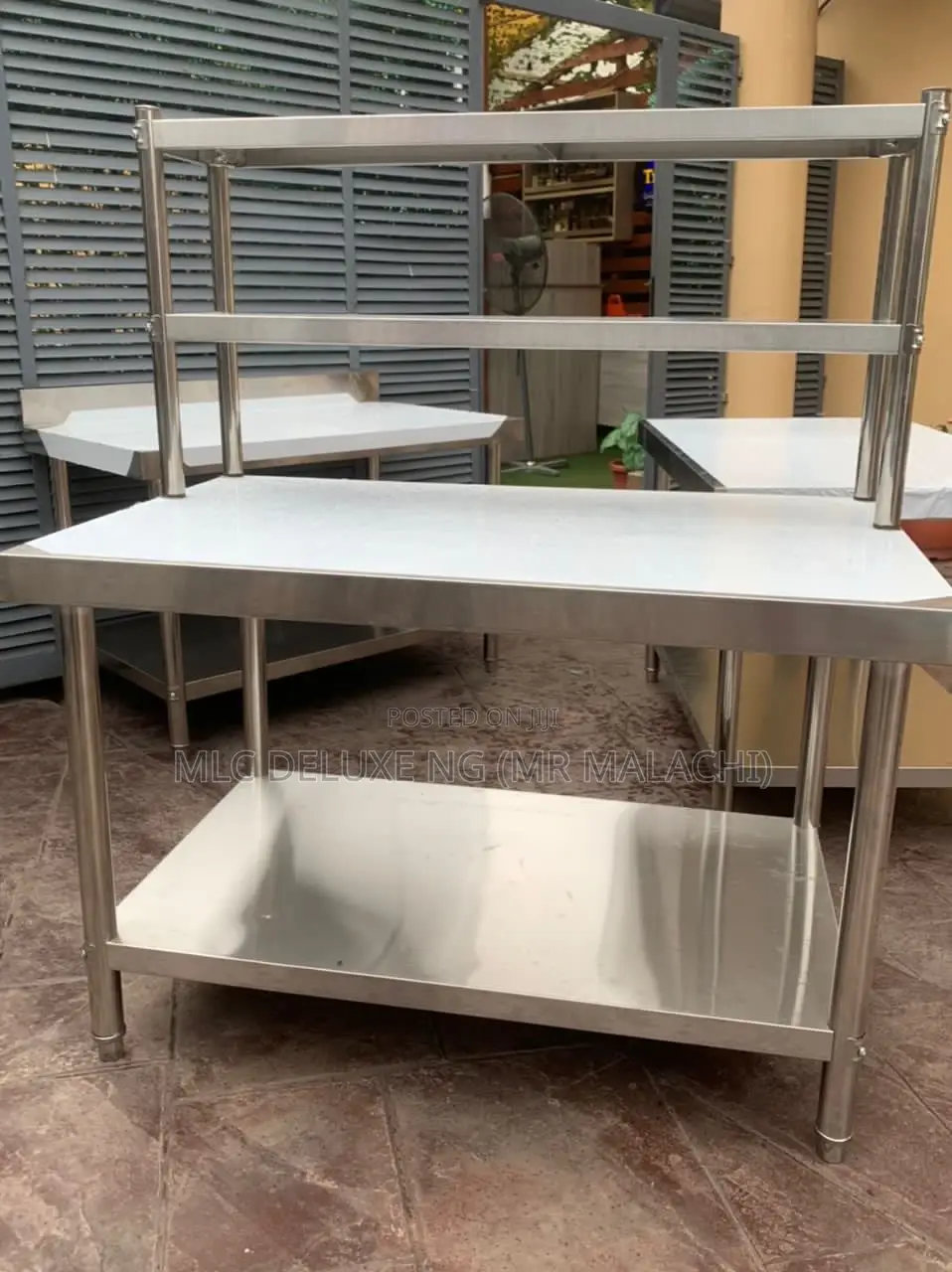 Pure Stainless Steel Kitchen Work Table With Upper Shelf S/S
