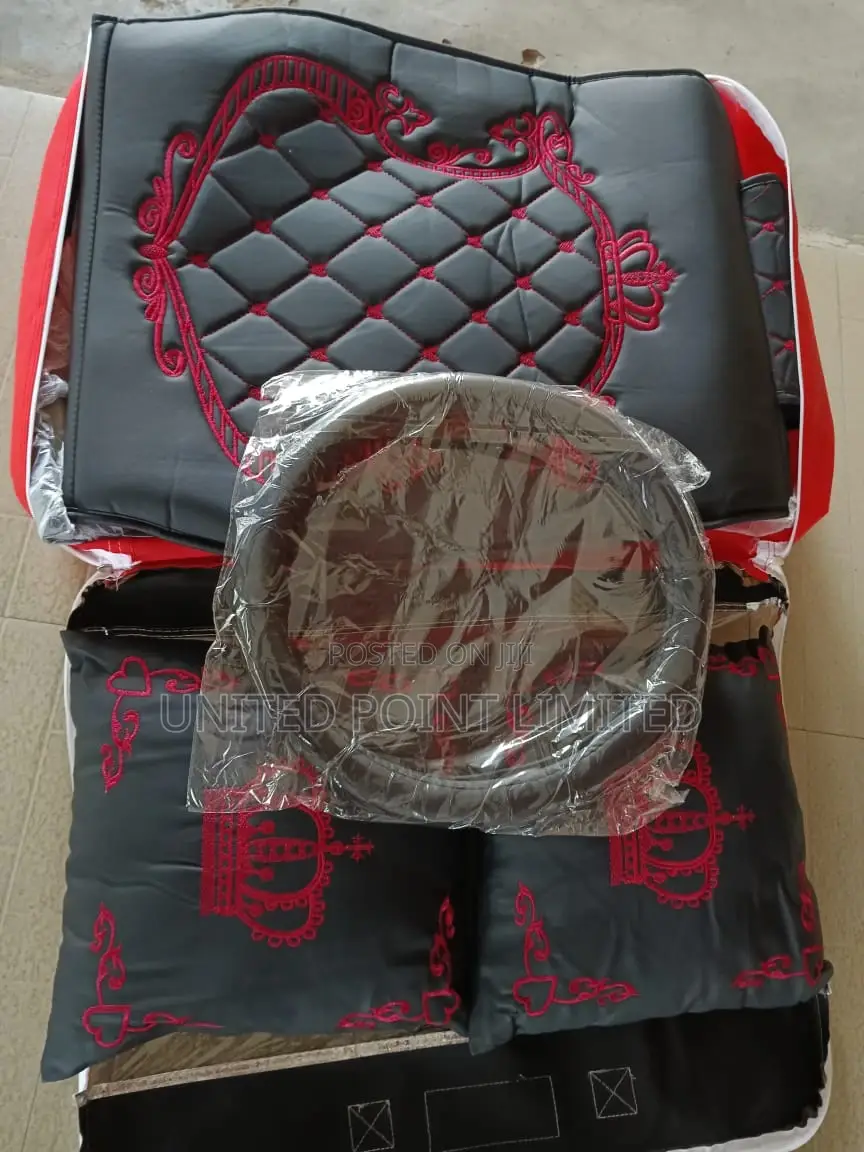 Leather Crown Seat Cover Red and Black