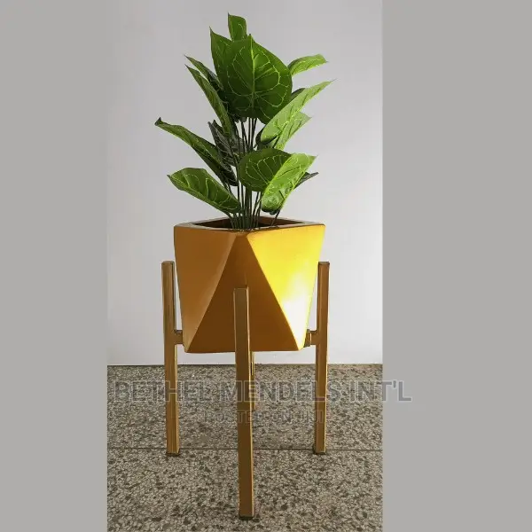 Combo of Artificial Plants, Metal Stand and Fiberglass Vase