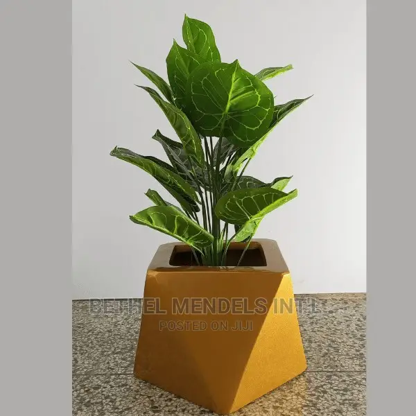 Combo of Artificial Plants, Metal Stand and Fiberglass Vase