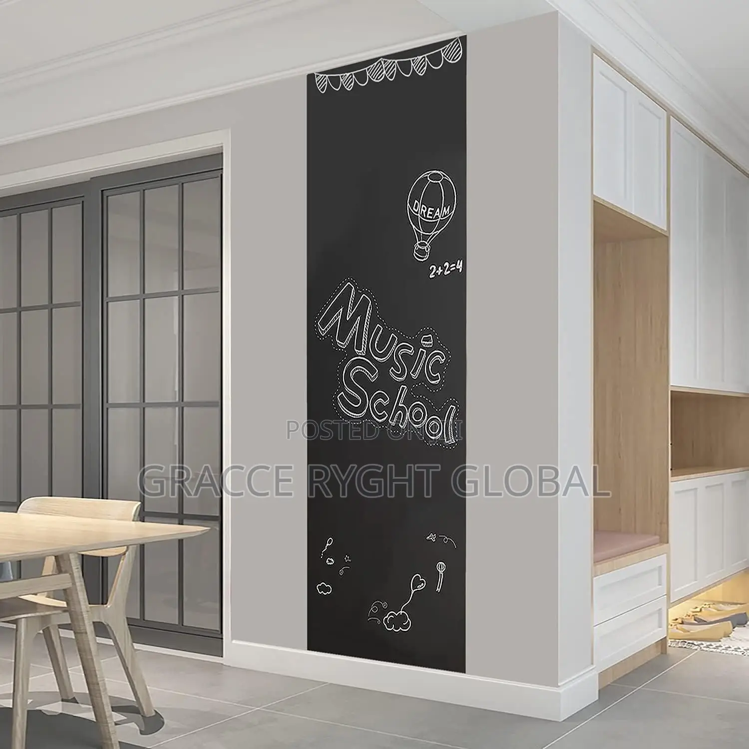 Wall Sticking Chalkboard 60cm by 200cm