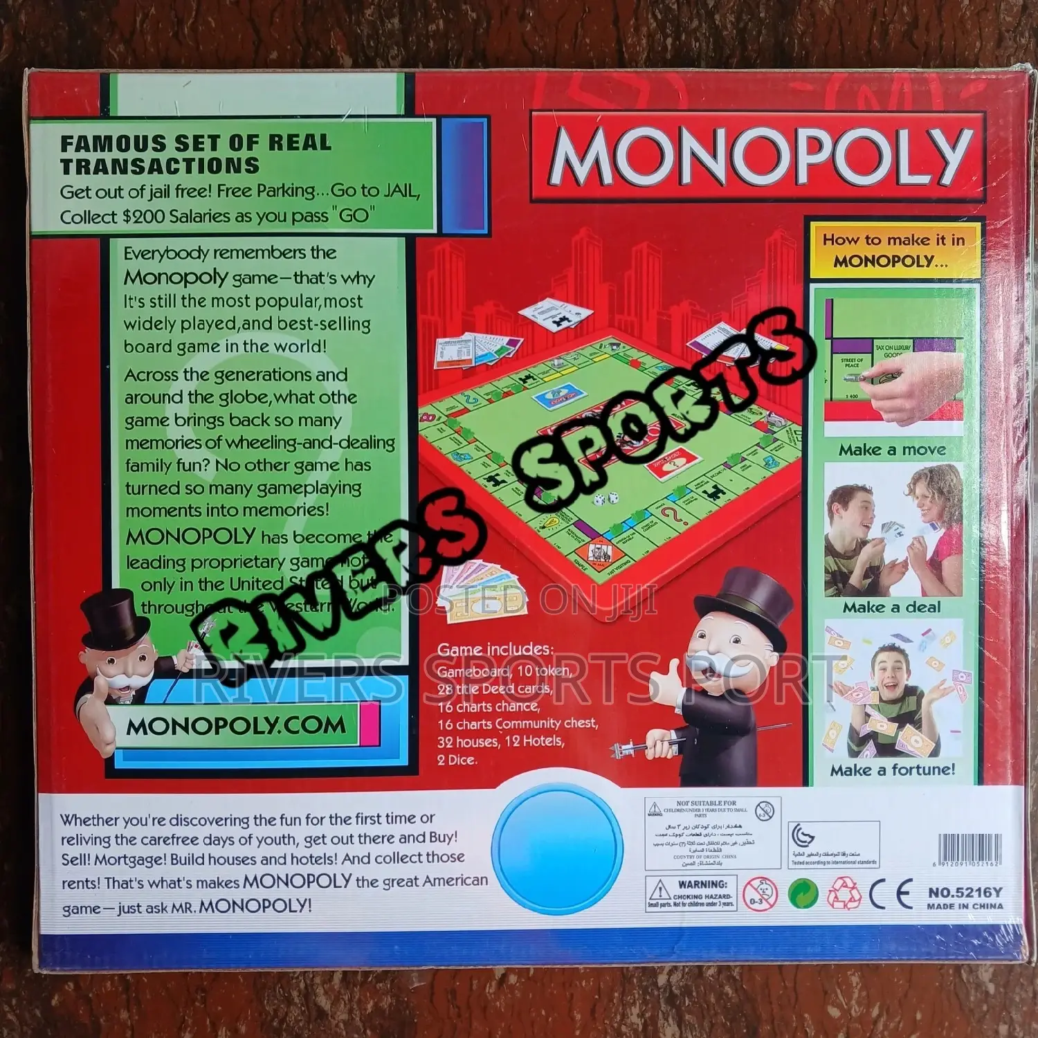 Deluxe Monopoly Board Game, Biggest Size With Plastic Board