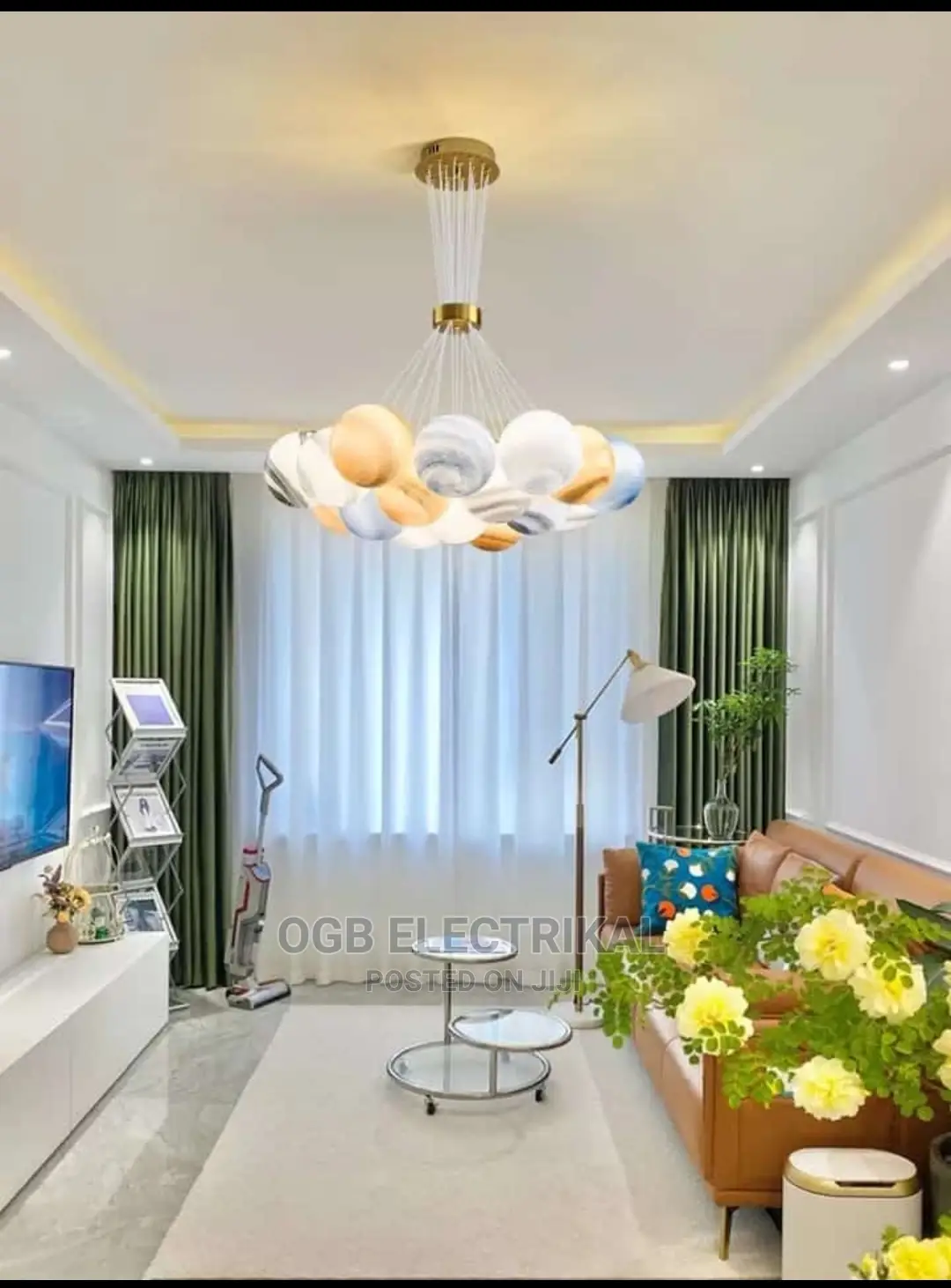 LED Planets Glass Chandelier