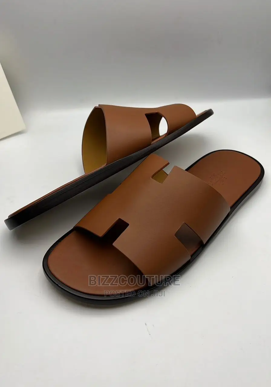 Original HERMES Leather Sole Slippers Available in Store