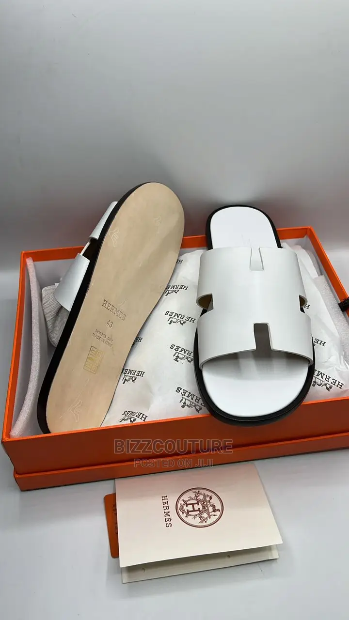Original HERMES Leather Sole Slippers Available in Store