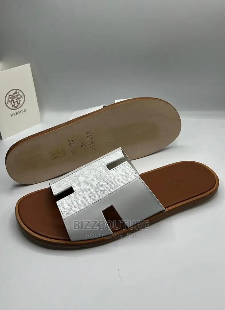 Original HERMES Leather Sole Slippers Available in Store