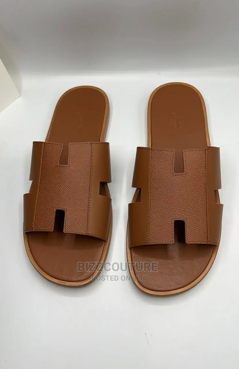 Original HERMES Leather Sole Slippers Available in Store