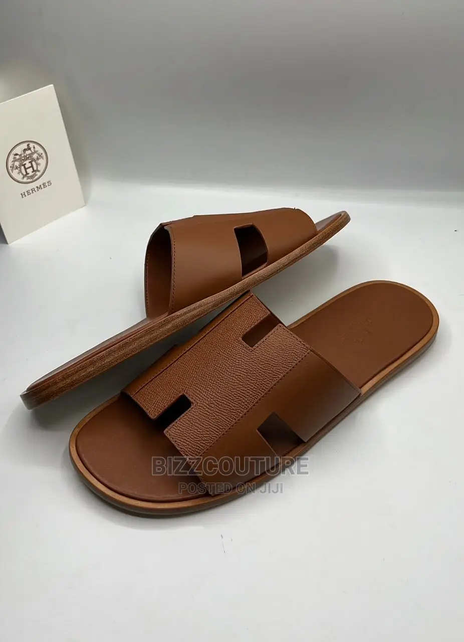 Original HERMES Leather Sole Slippers Available in Store
