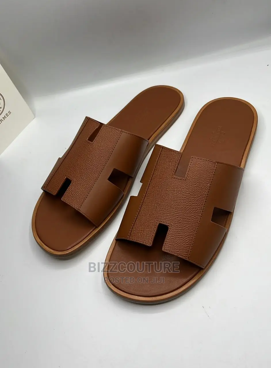 Original HERMES Leather Sole Slippers Available in Store