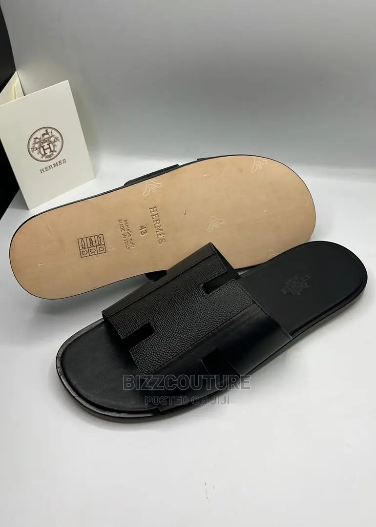 Original HERMES Leather Sole Slippers Available in Store