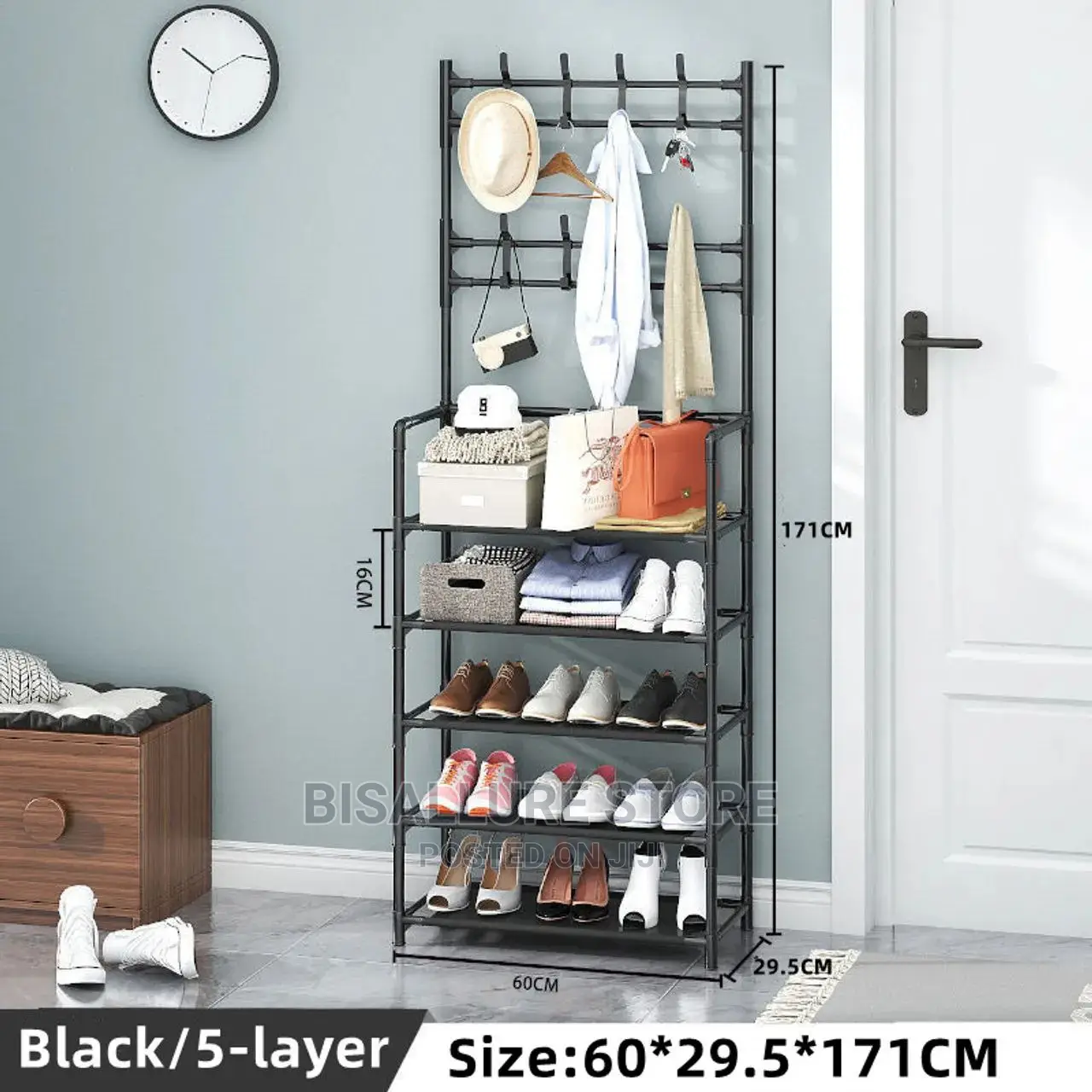 5 Layers Shoe Rack With Cloth Hanger