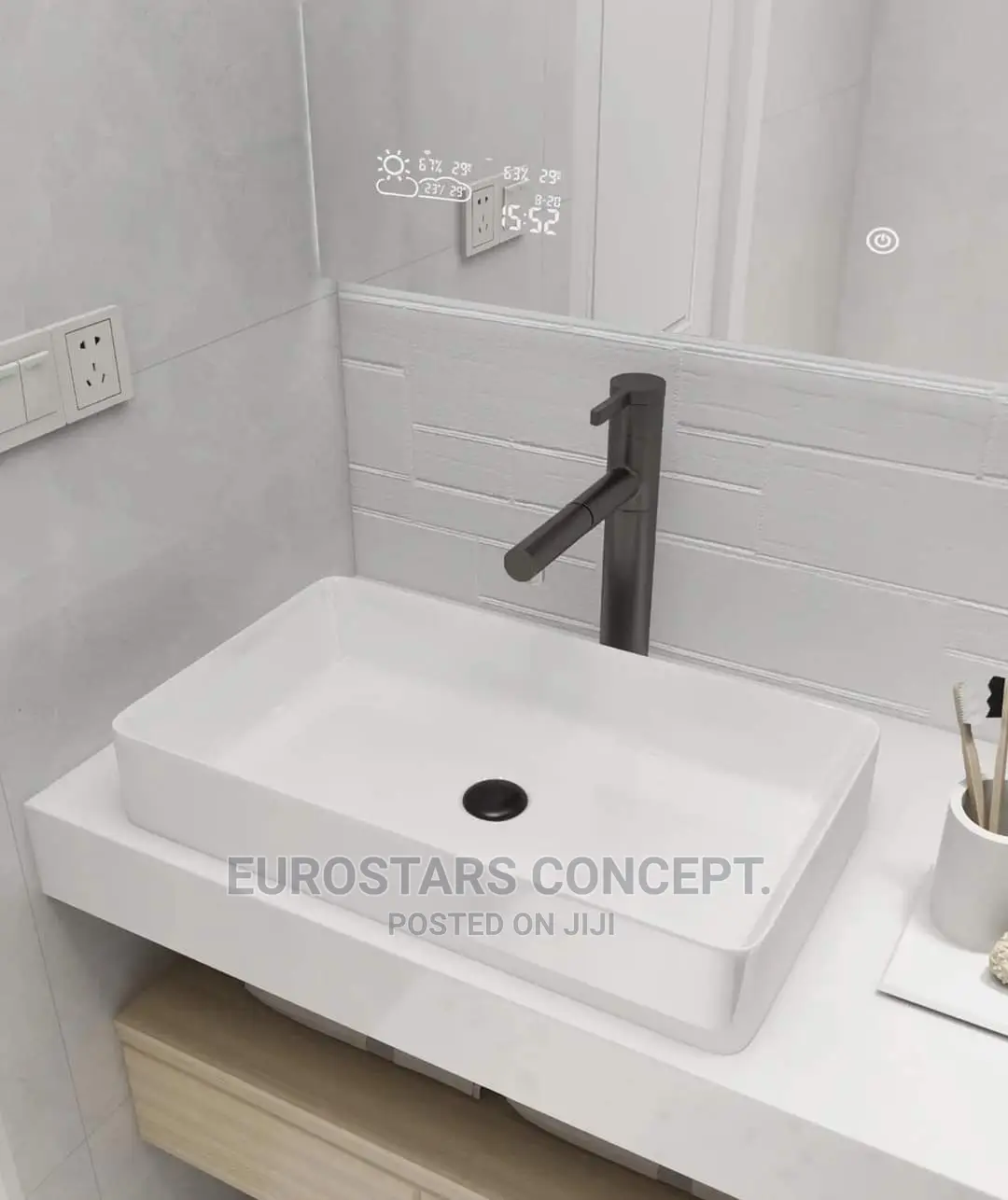 White Long Ceramic Wash Hand Basin