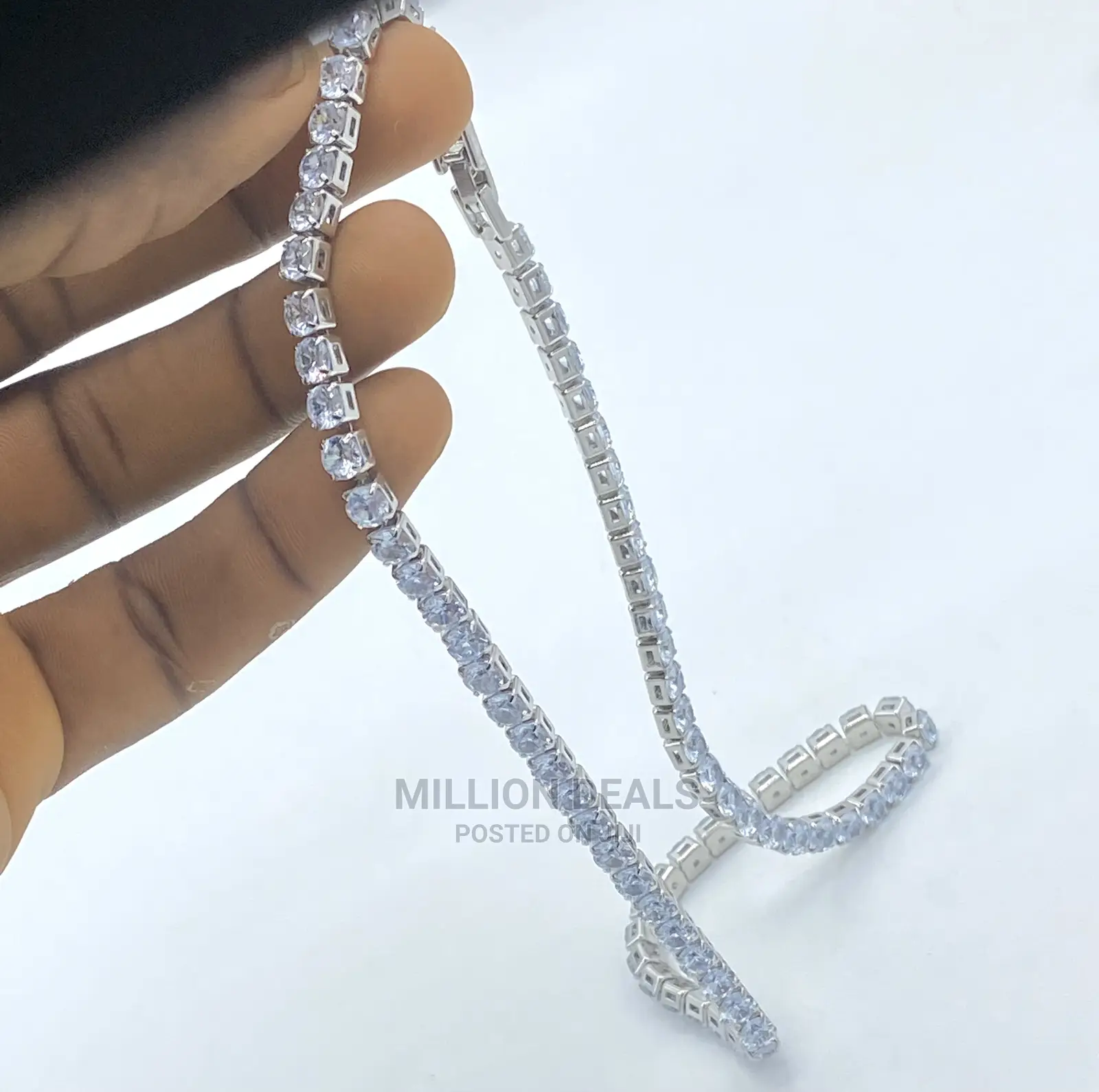 Iced Tennis Round Men’S Silver Neckpiece