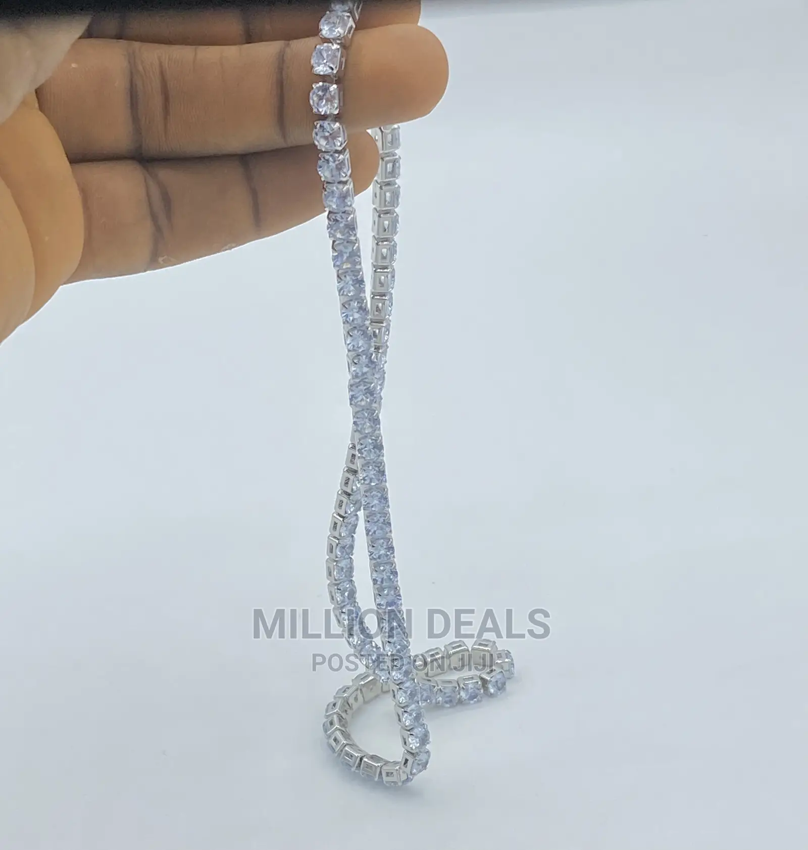 Iced Tennis Round Men’S Silver Neckpiece