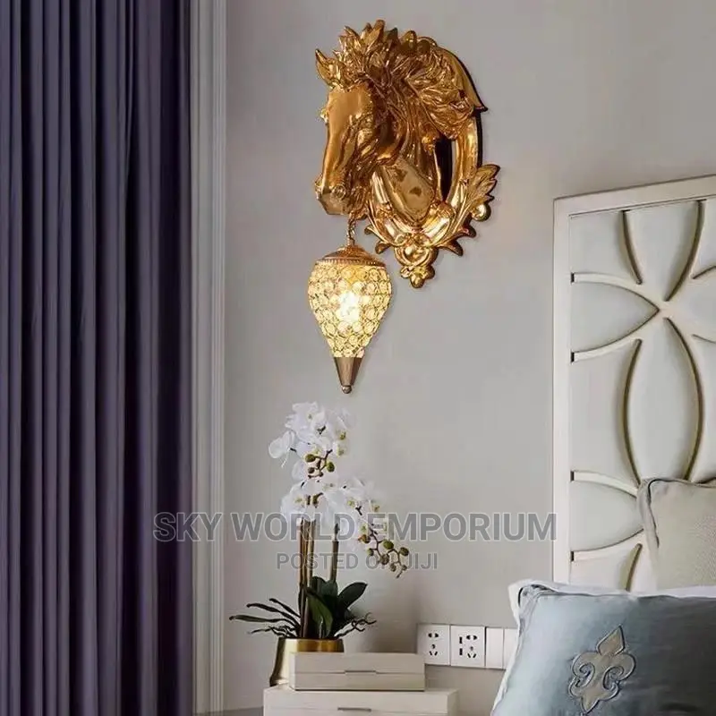 Resin Horse Luxury Wall Gold Sconce Light