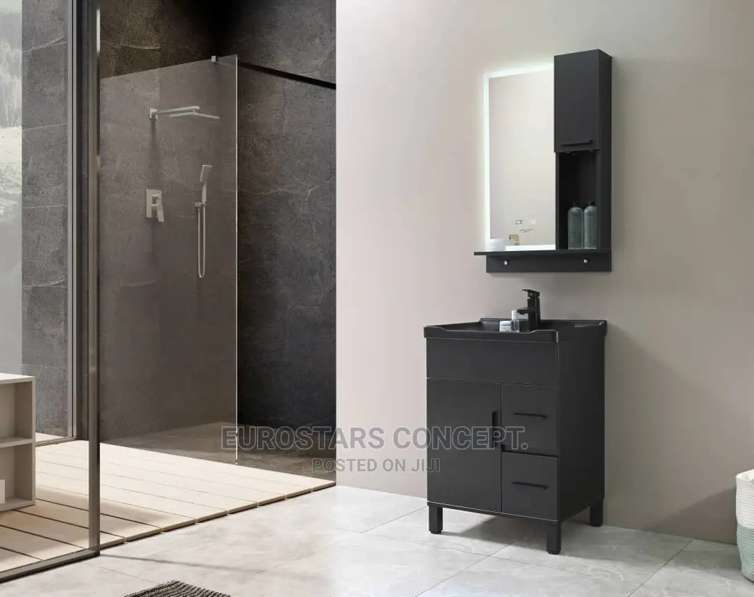 Black Cabinet Wash Hand Basin With Carbord