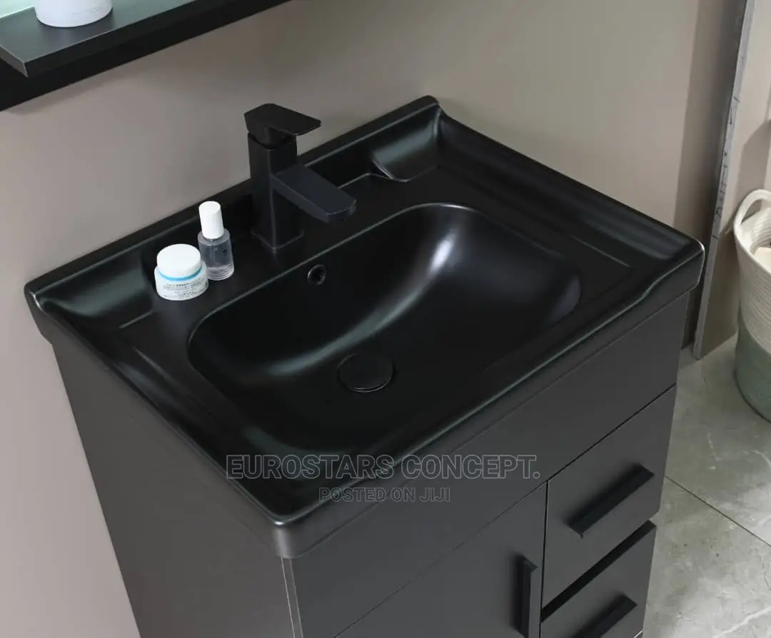 Black Cabinet Wash Hand Basin With Carbord