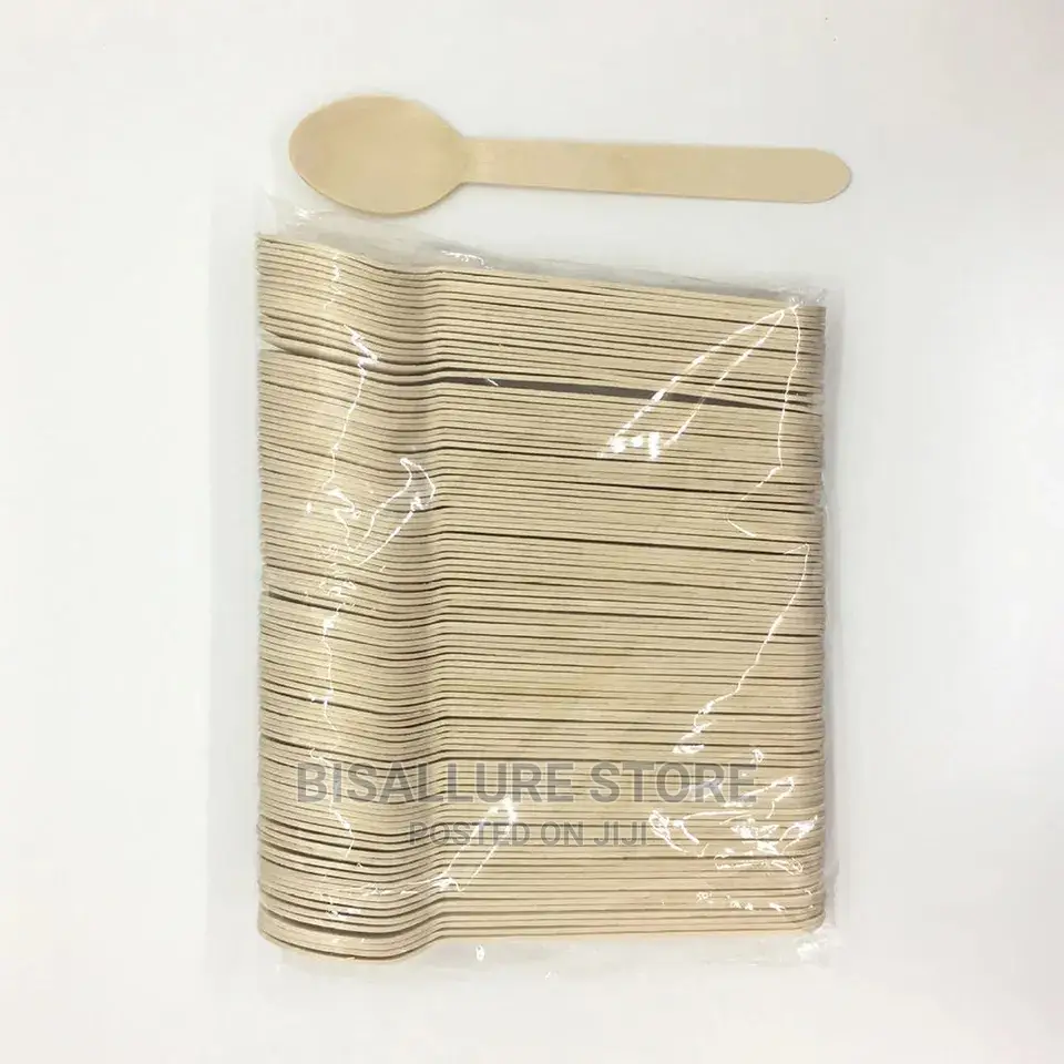 Bamboo Wooden Disposable Spoon - 100 Pieces