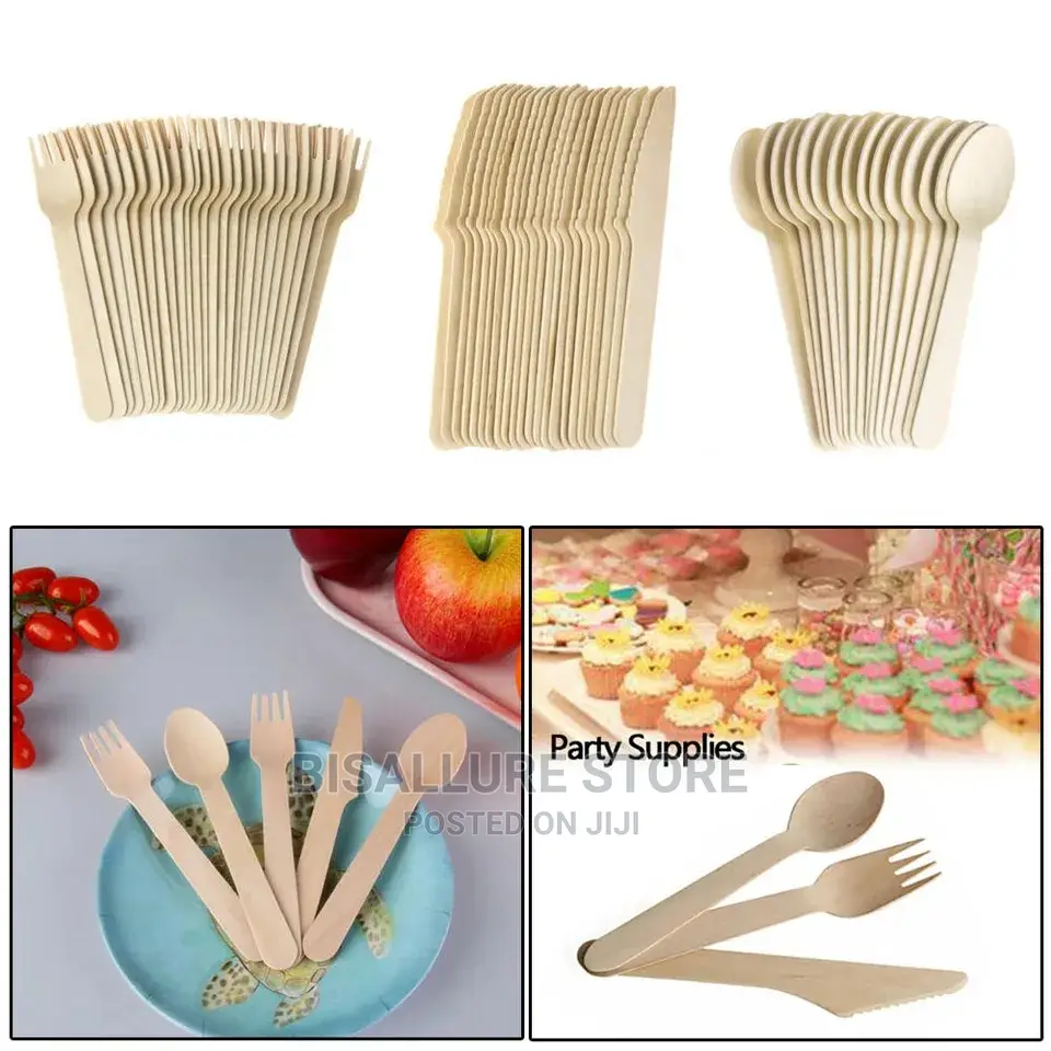 Bamboo Wooden Disposable Spoon - 100 Pieces
