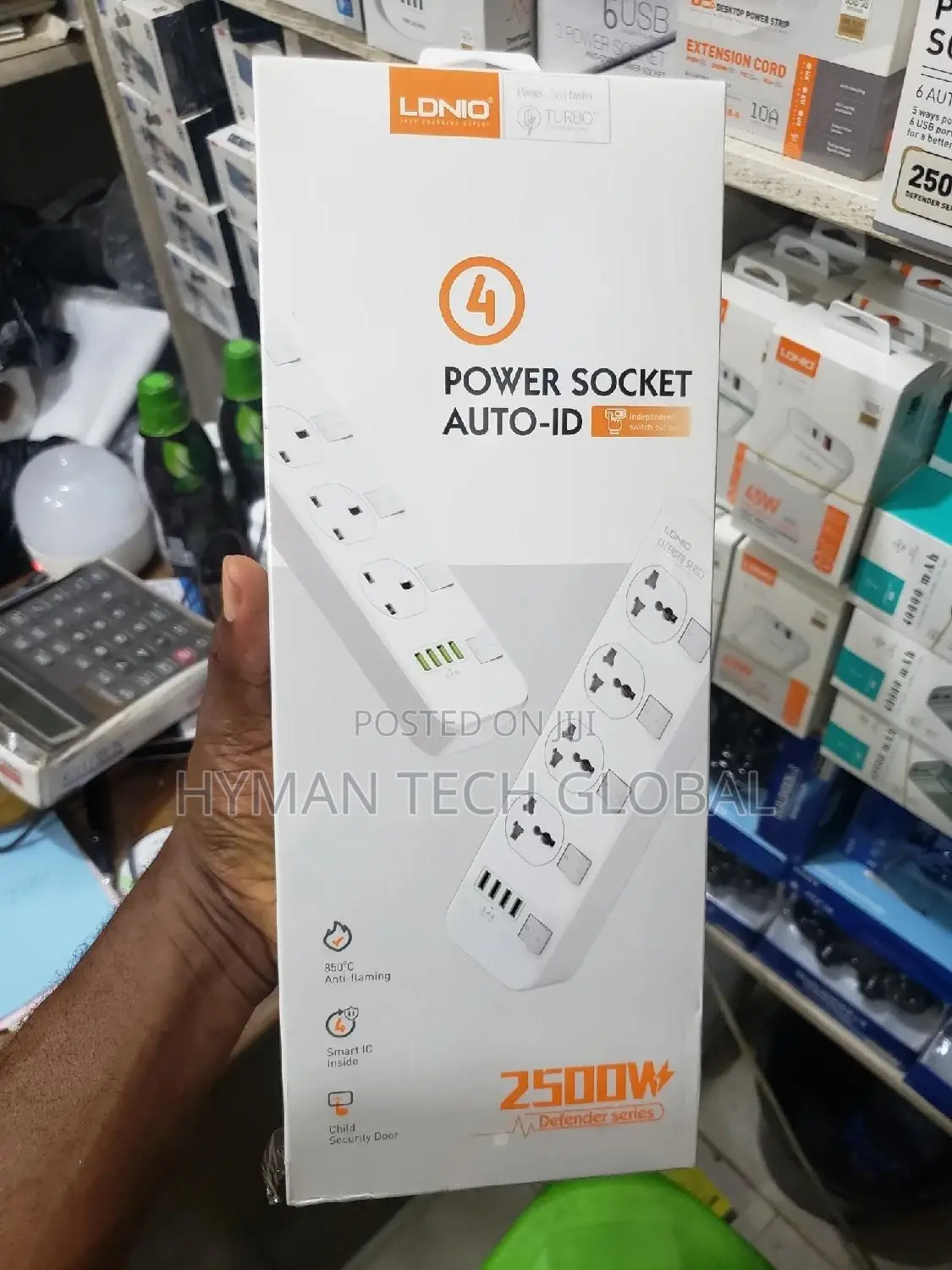 Ldnio SC4408 Power Socket AUTO-ID With 4 USB Port 2500W