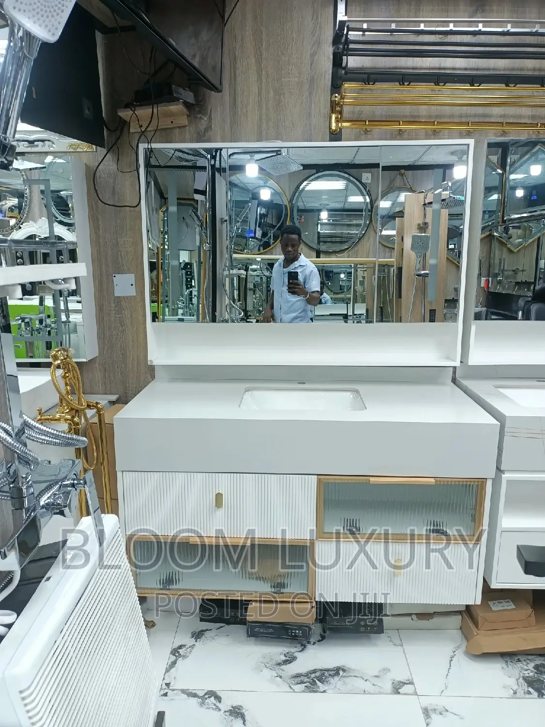 Matte Black Cabinet With Led Mirror