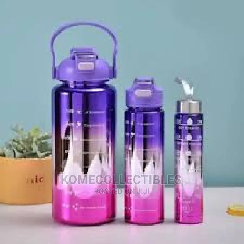 3 in 1 Rainbow Motivational Water Bottle