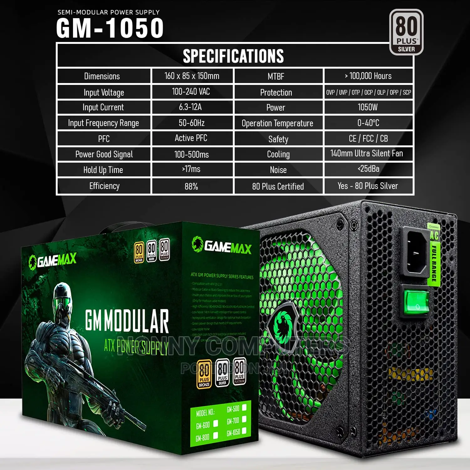 Gamemax Gm Modular Atx Power Supply 1050w