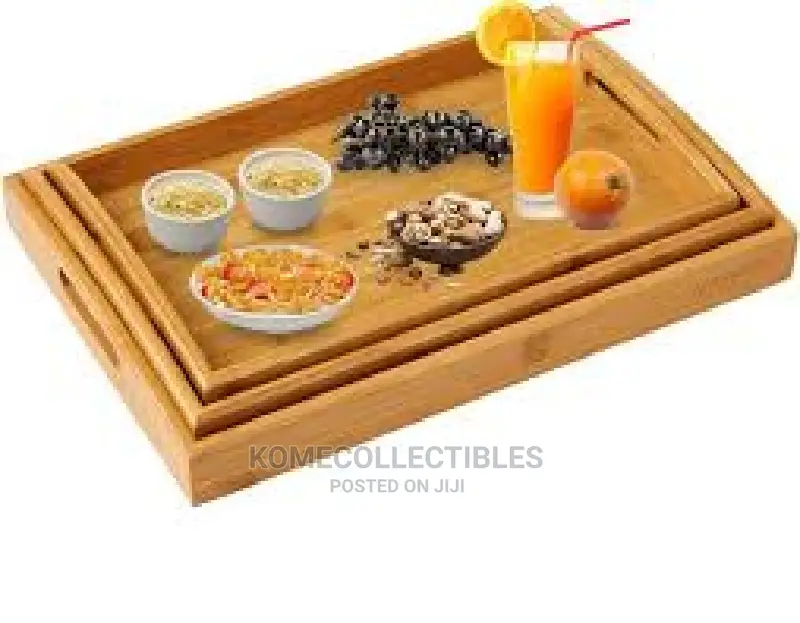 Breakfast Bamboo Tray Set With Handle(3 Piece)
