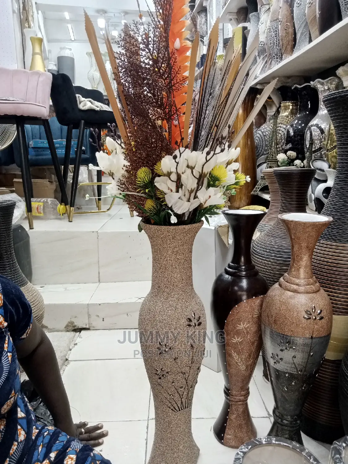 Art Decoration Polished Wood Belle Flower Vase Large Size