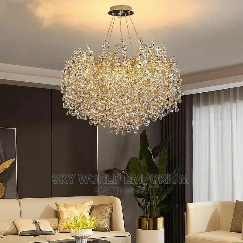 Modern Chrome Gold Crystal Chandeliers