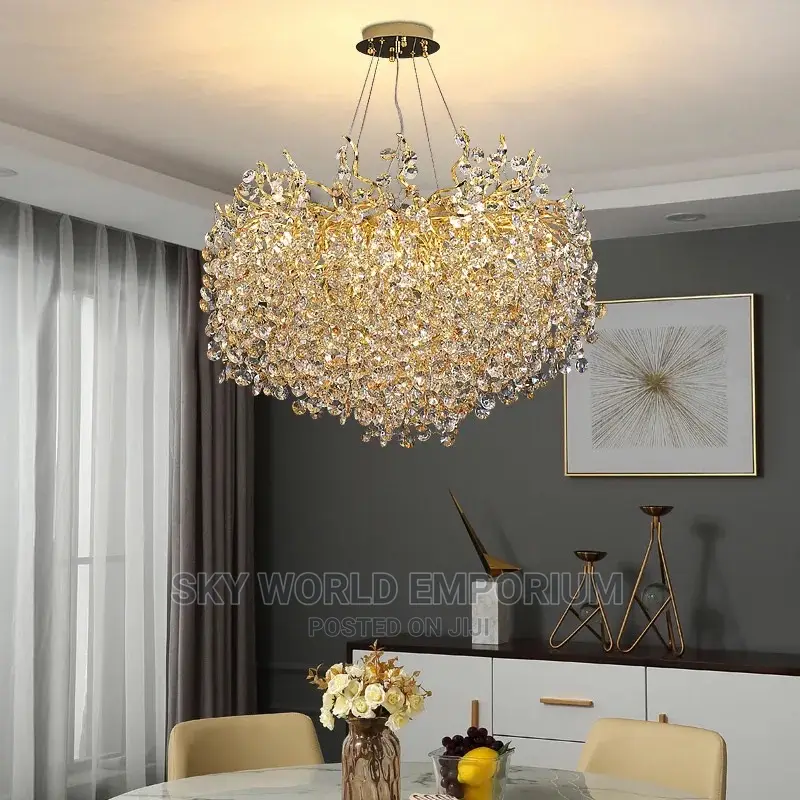 Modern Chrome Gold Crystal Chandeliers