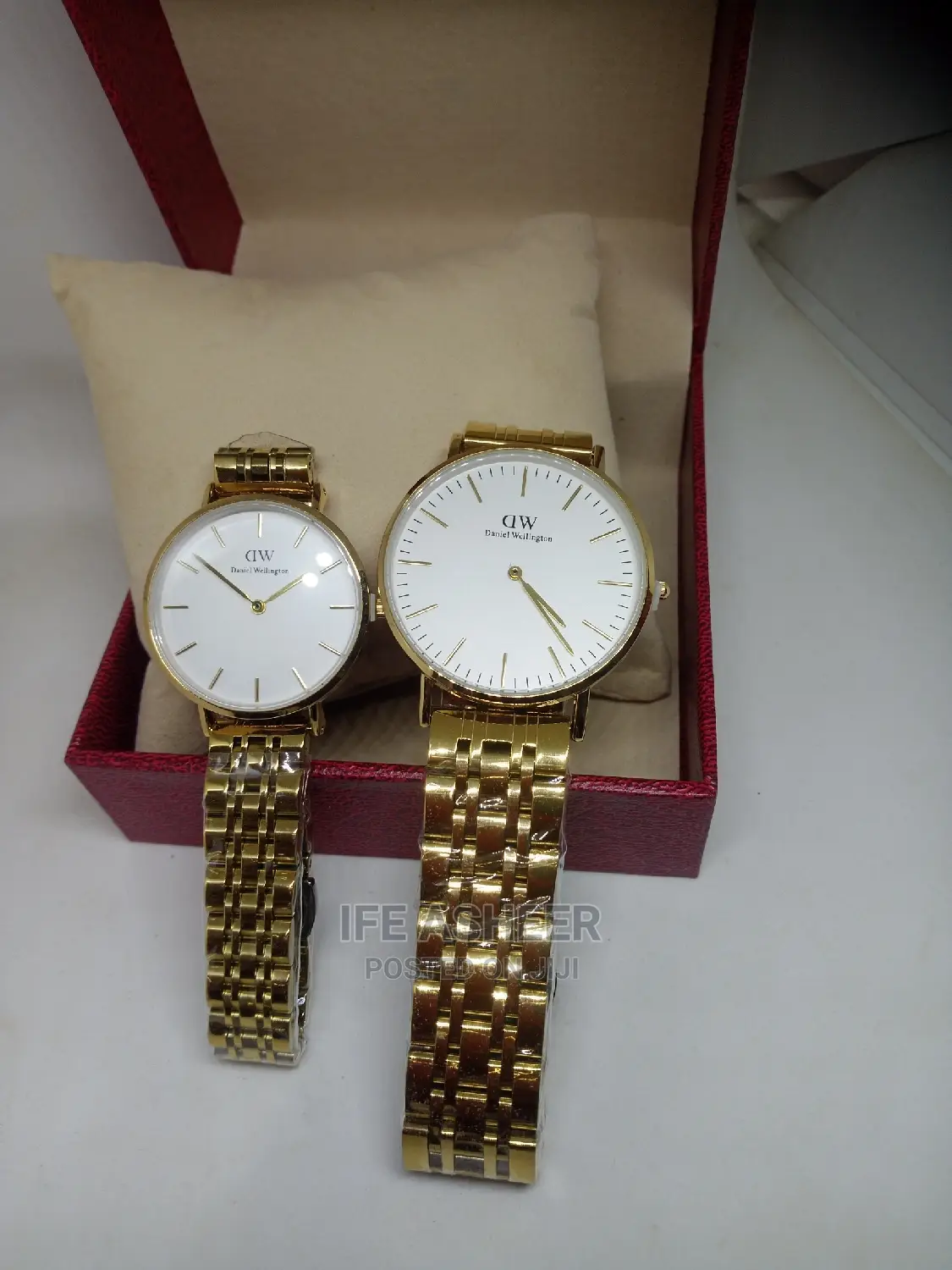 Daniel Wellington Couples White Face Chain Watch - Gold