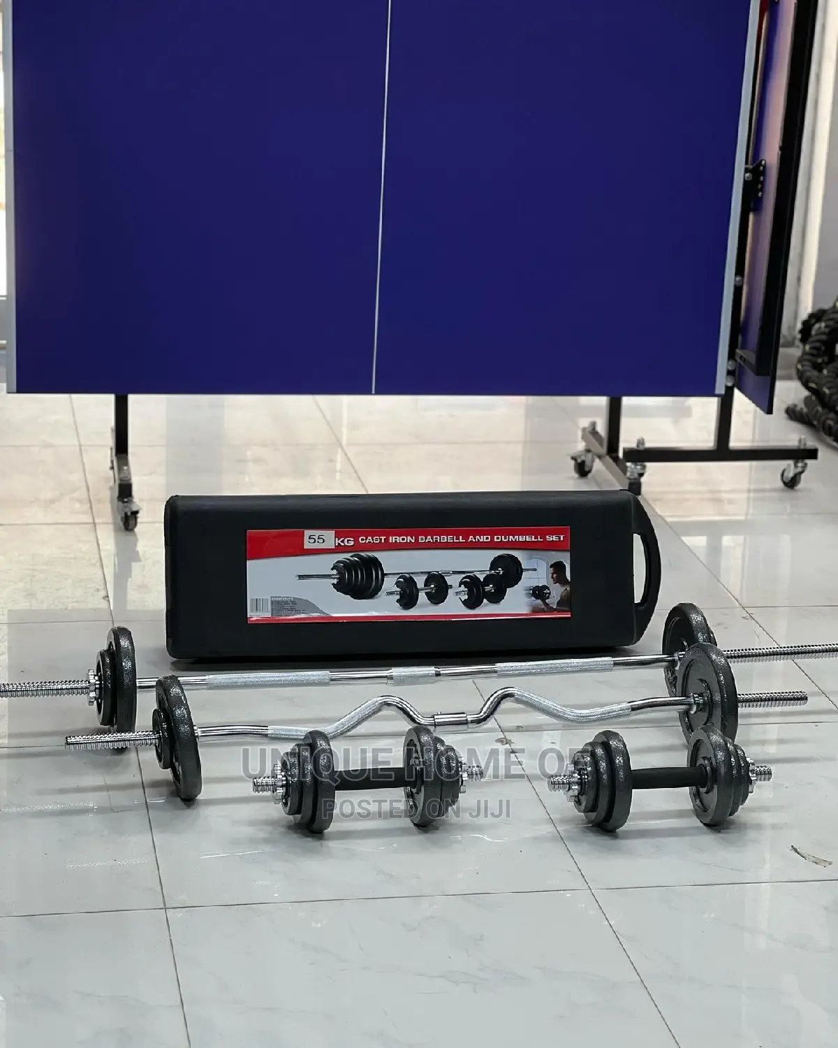 55kg Chrome Barbell Na Dumbells Sets