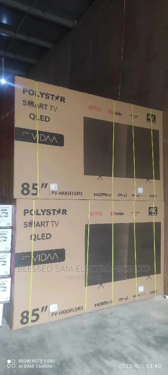 2023>New Polystar 85"Inch Qled Smart Flameless Tv >Bluetooth