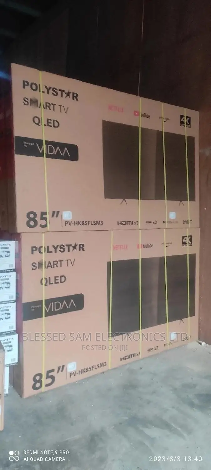 Polystar 85"Inch Qled Digital Smart Flameless Tv> Bluetooth