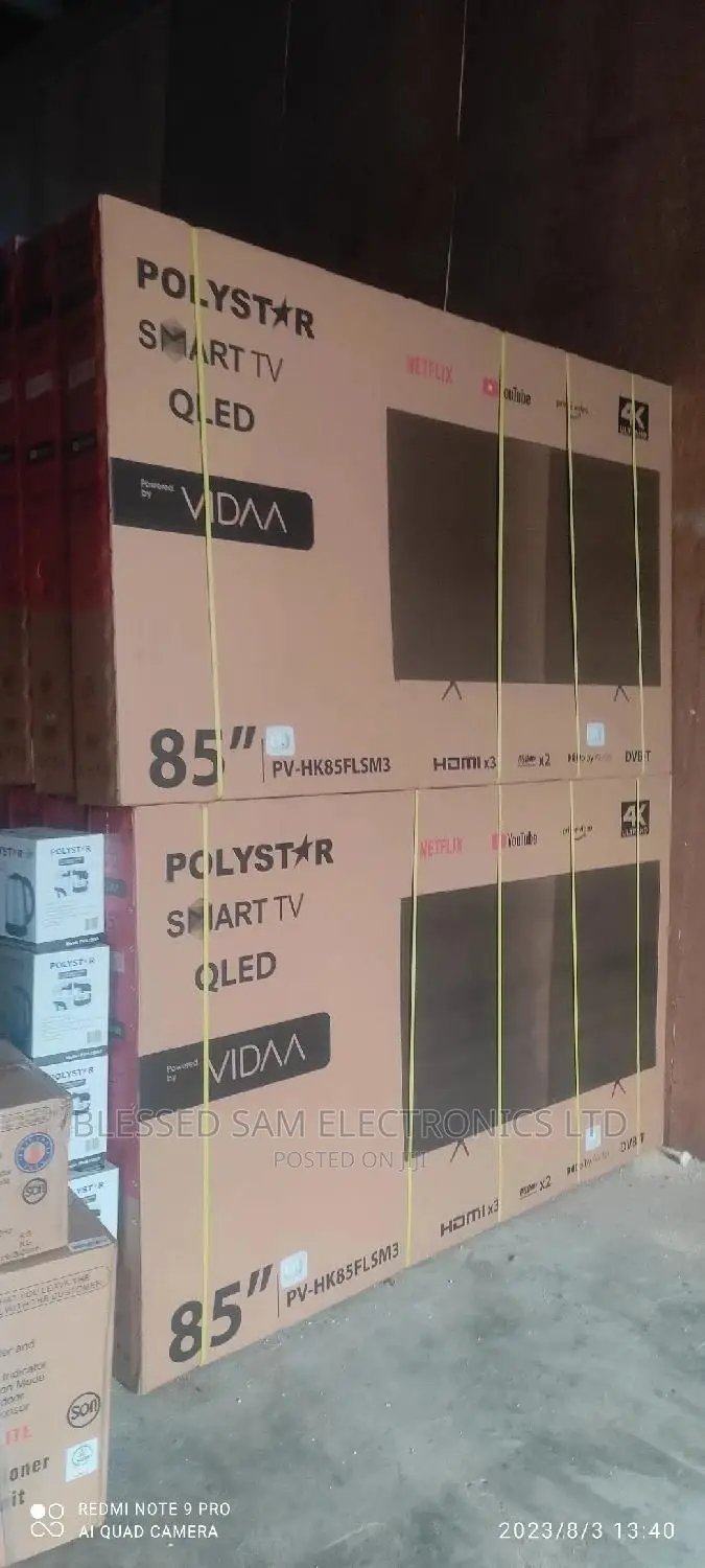 Polystar 85"Inch Qled Digital Smart Flameless Tv> Bluetooth