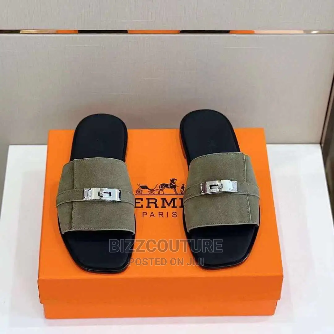Original HERMES LEATHER Slippers Available in Store