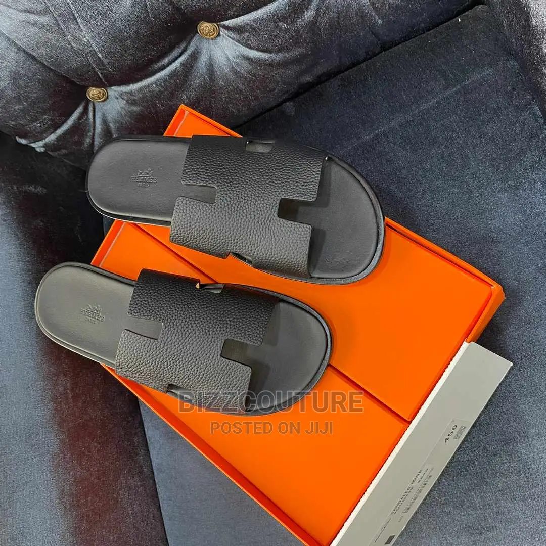 Original HERMES LEATHER Slippers Available in Store