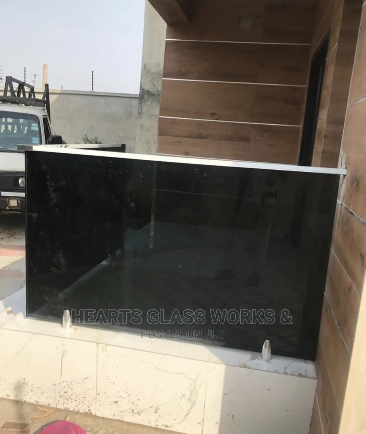 10mm Grey Tempered Glass Installed With Spigot