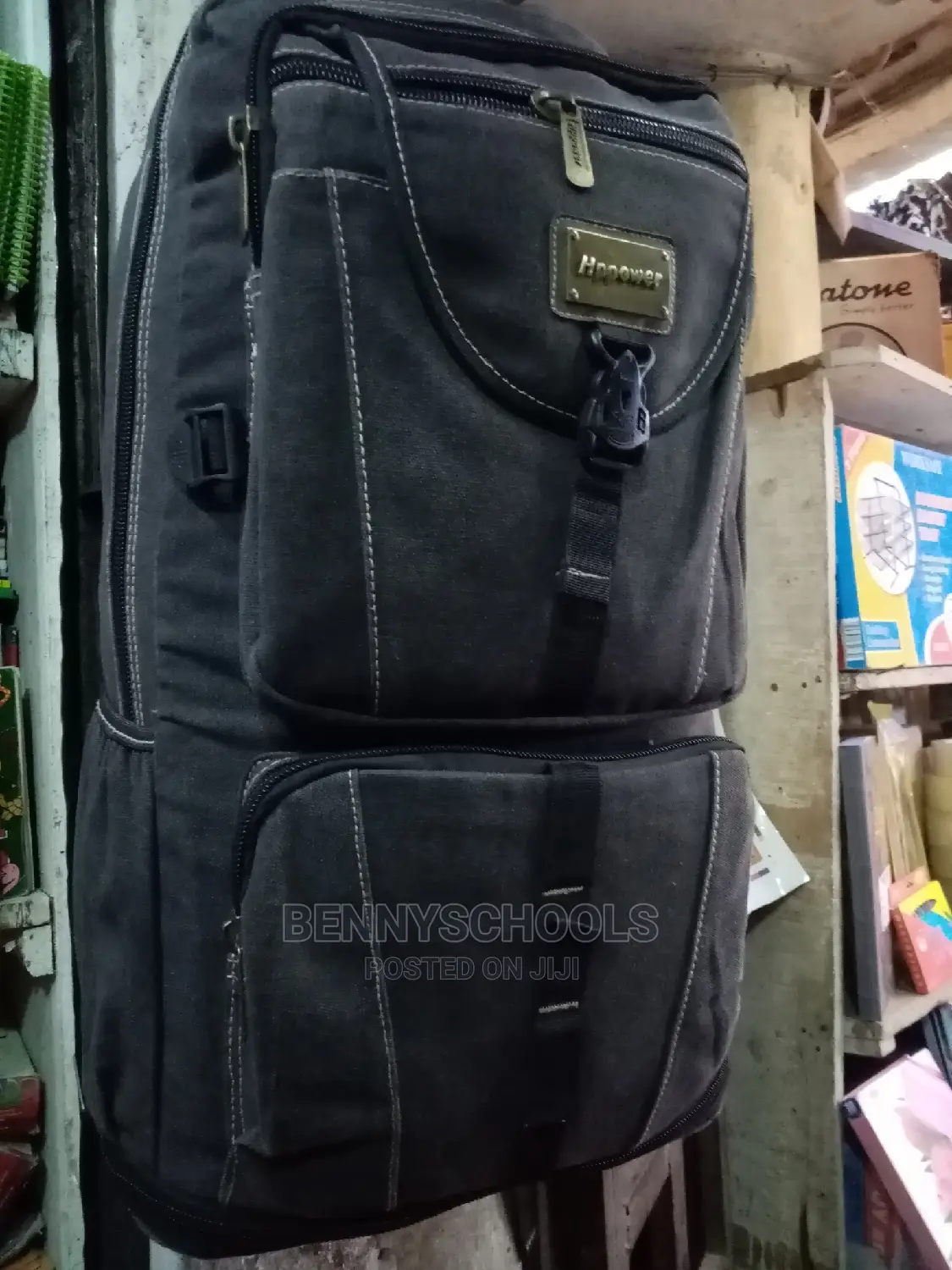 Black Hp Power Jeans Backpack and Jungle Bag With Expansion