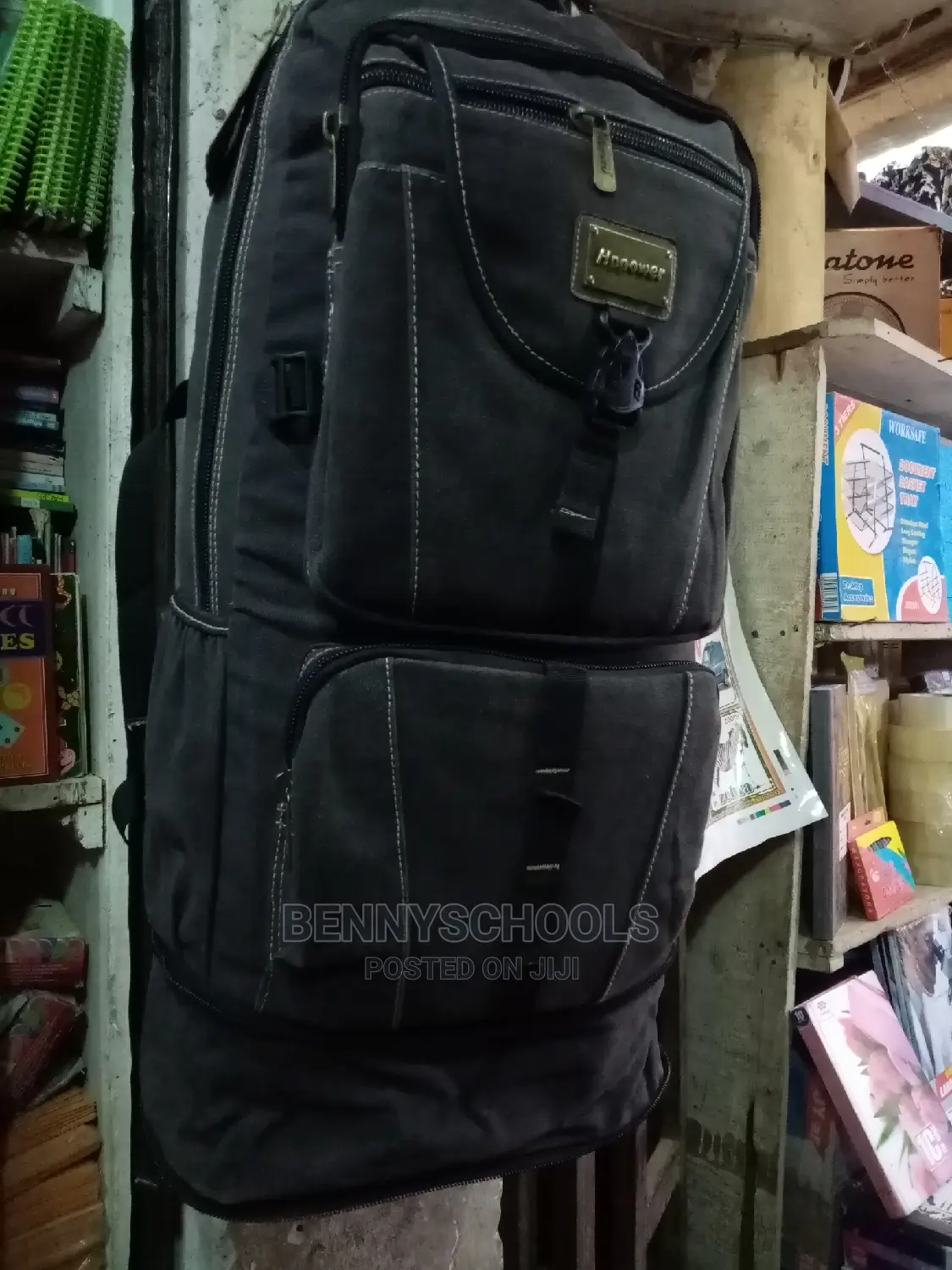 Black Hp Power Jeans Backpack and Jungle Bag With Expansion