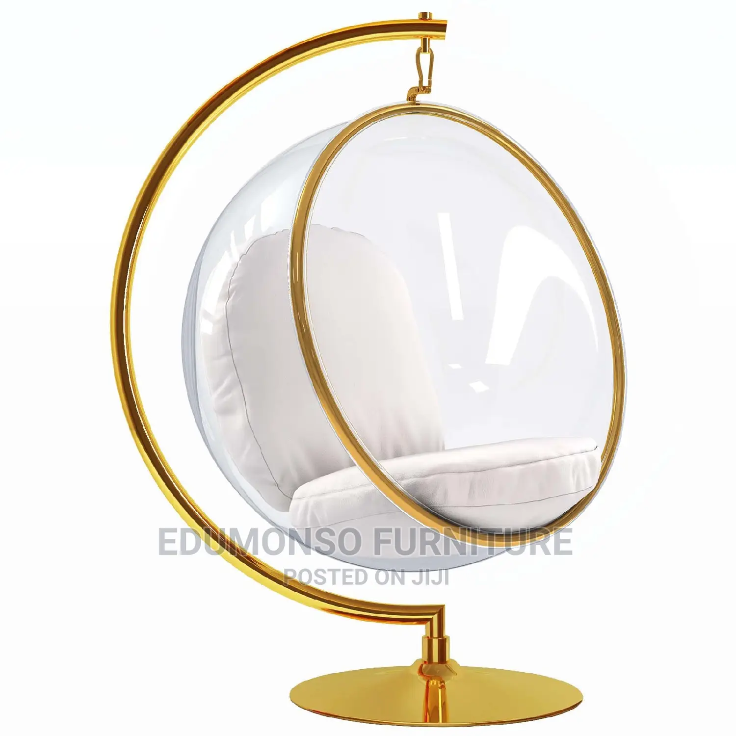 Hanging Bubble Chair With Stand - Gold