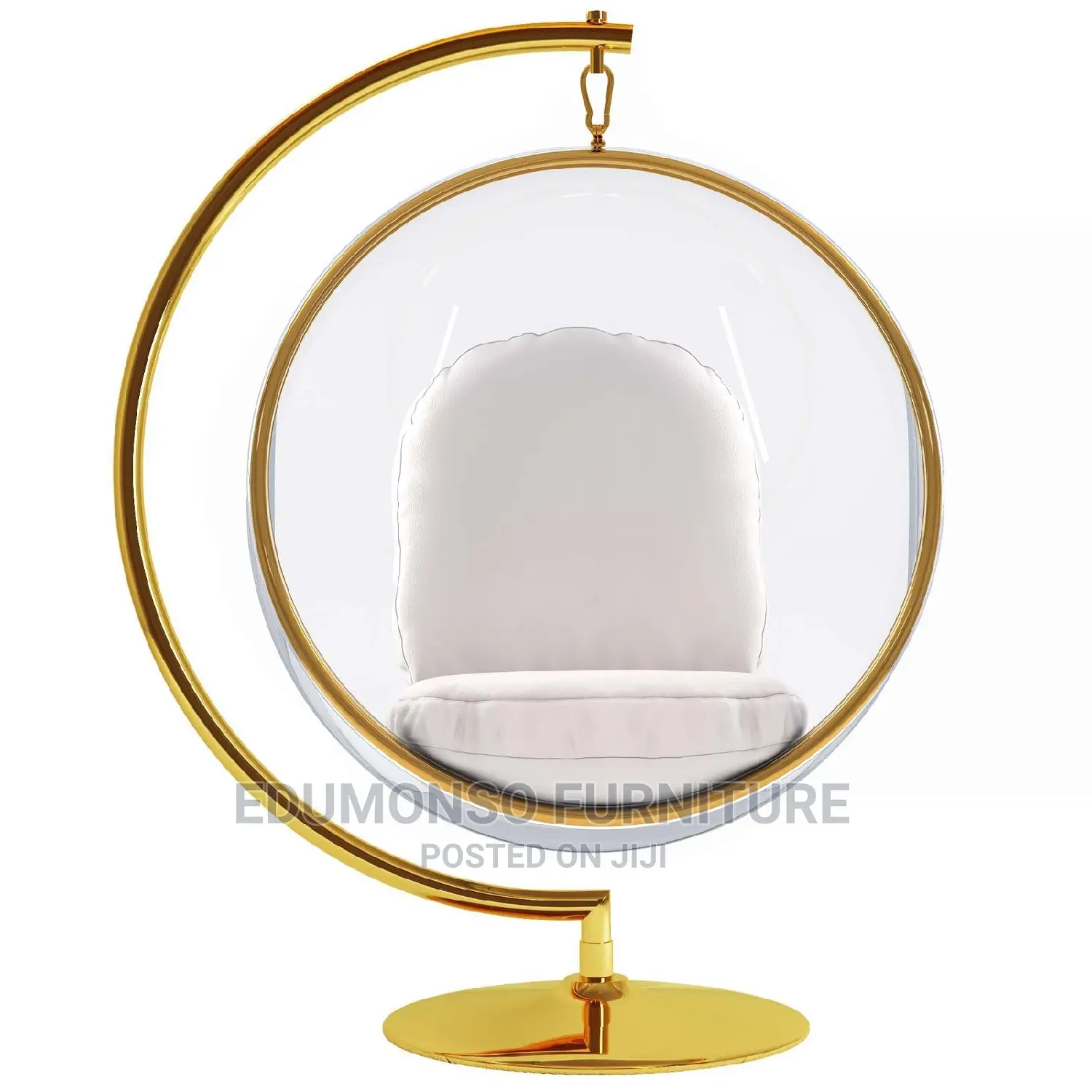 Hanging Bubble Chair With Stand - Gold